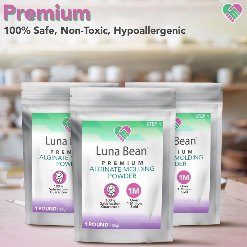 Casting Keepsakes Luna Bean Alginate Molding Powder Refill for Hand Casting Kit - Non-Toxic, Fast Setting - 3 lb (1,350g) - Anniversaries, Birthdays, Family Activities, Couples - Image 4